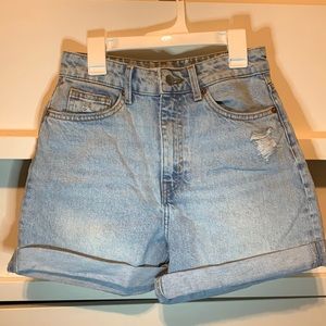 High waisted denim shorts